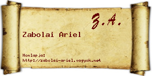 Zabolai Ariel névjegykártya
